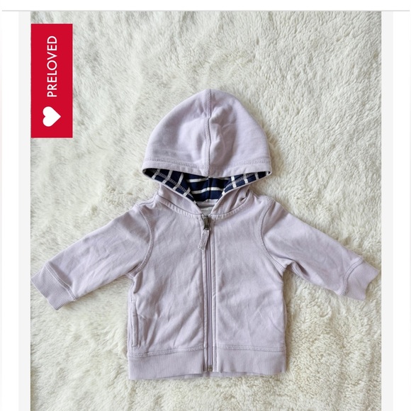 Hanna Andersson Light Purple Kids Hoodie with Striped Lining - Picture 2 of 2